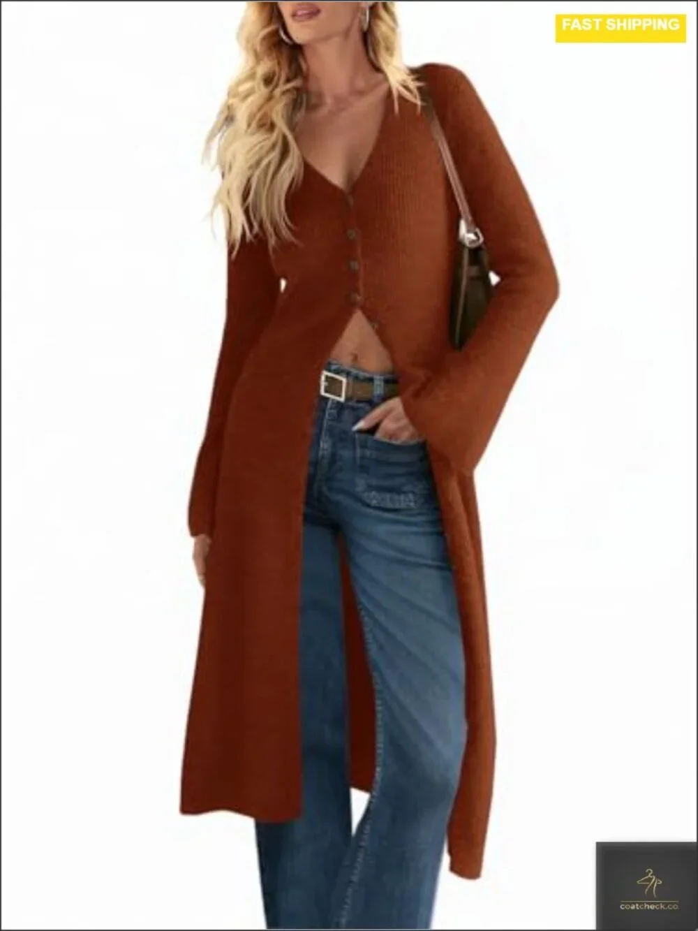 Oversized Long Cardigan Sweater Open Front Button Down Midi Dress Chunky Knit